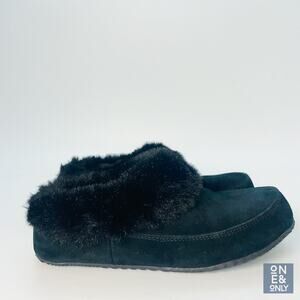 SOREL, Go Coffee Run, Faux Fur Slippers Super Soft Cushion Black Women's Size 8